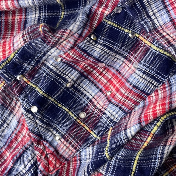 Justice size 20 100% cotton red and blue check button down - Picture 9 of 10